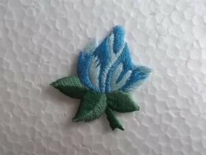 青色 バラ ローズ ワッペン/ 刺繍 アメリカ USA カスタム オリジナル おしゃれ 花言葉 夢かなう 124