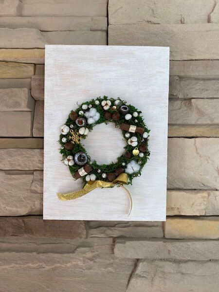 クリスマス リース 壁掛け飾り ハンドメイド 板付き