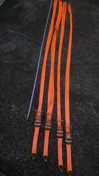 ラッシングベルト 幅3.8cm×6m 4本 1回使用の中古品 軽作業等に