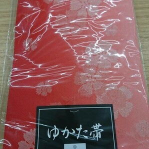  新品 浴衣 帯 大きい サイズ ゆかた 帯 日本製 赤 花柄