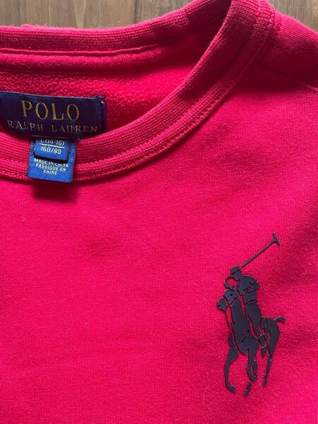 ラルフローレン POLO RALPH LAUREN トレーナー 160センチ スウェット レッド 裏起毛 ロゴ
