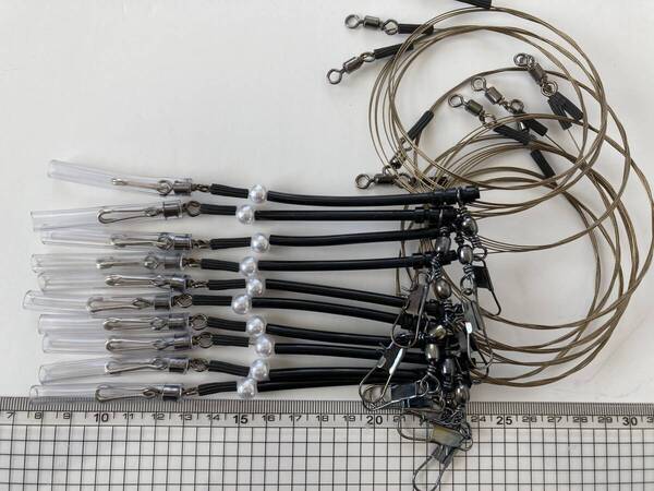 石鯛仕掛け 瀬ずれワイヤー ハワイフック 10本セット (天秤式、絡み防止透明パイプ付) 送料込み No.2264