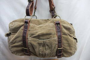  free shipping! Boston bag damage corduroy cotton cloth Bay ji series khaki And A And A * unused cheap! man and woman use 