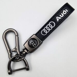 アウディ Audi 本革 360度回転 キーホルダー ロゴ キーチェーン