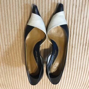 chiaki katagiri チアキカタギリ ヒール シューズ ミュール 23.5 ホワイト ブラック モノトーン 本革 レザー レディース 靴