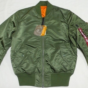 新品ALPHAアルファ[MA-1GlobalSpec]中綿フライトジャケットS(36)VintageGreen\20680