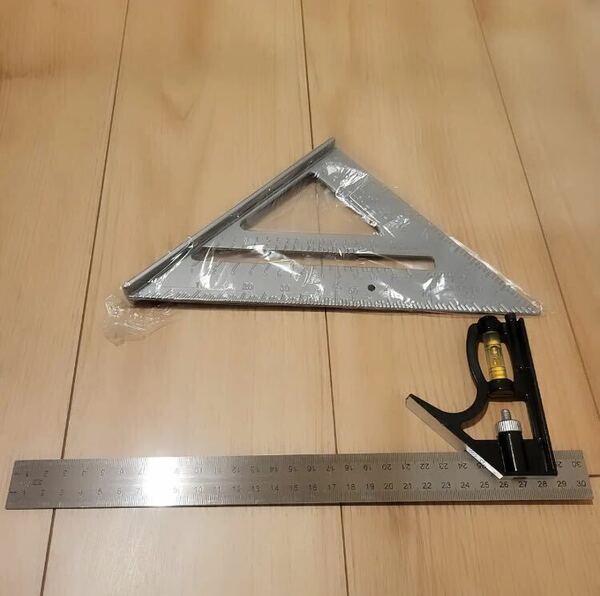 2点セット スコヤ 丸のこガイド 三角 定規 丸鋸 丸ノコ 木工 水平 DIY プロ