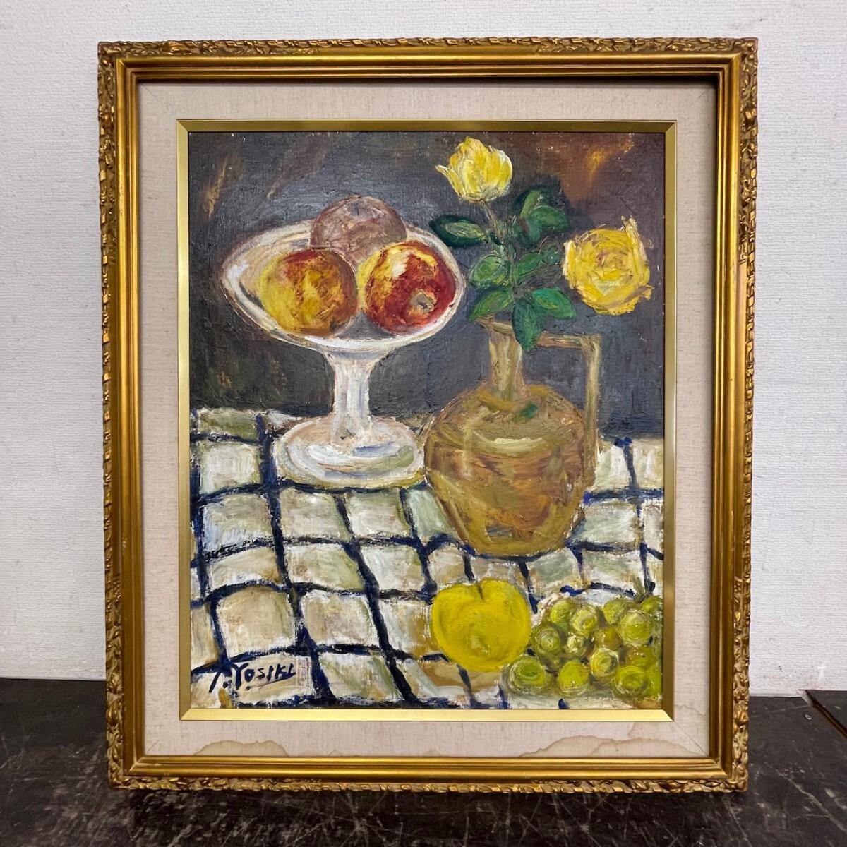 【レア・美品】静物画 油絵 ビンテージ 額装付き Yahoo!オークション -「油絵 静物」の落札相場・落札価格