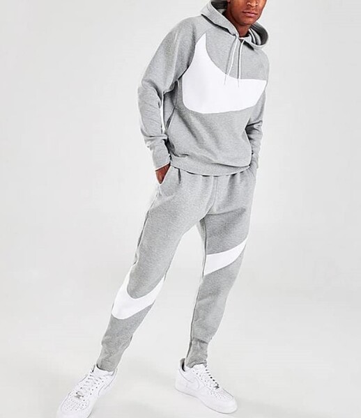 送料無料 S●NIKE ナイキ セットアップ ビッグ スウッシュ スウェット パーカ パンツ グレー ジョガーパンツ 上下 DR9035-063 DR9033-063