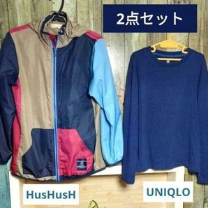 2点セット/HusHusHカラージャケット・UNIQLO長袖Tシャツ