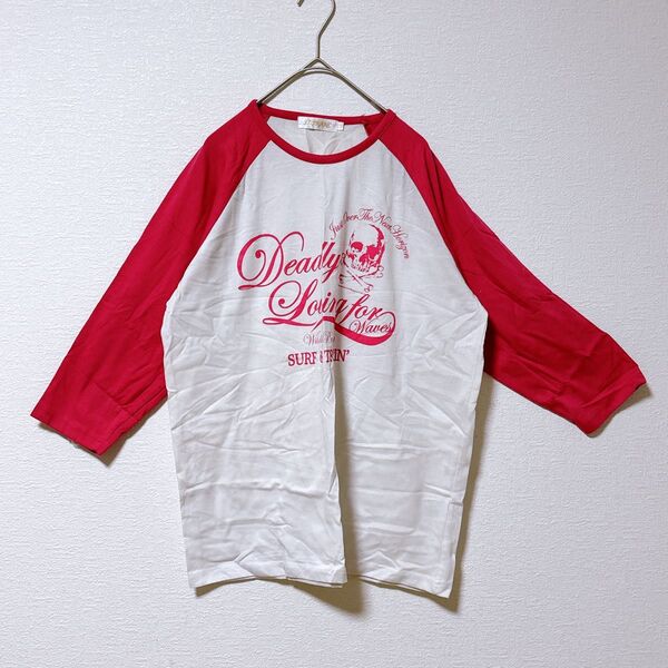ST.FRANC Tシャツ 七分袖 LL 白 ピンク