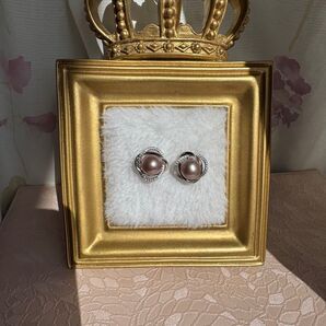 天然本真珠 淡水パール 無調色 映え 一粒大玉 紫 パールピアス 真珠ピアス 艶々 派手 豪華 キラキラ シルバー銀 大人気 流行