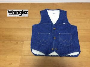 ★TU★【 WRANGLER 】★ ビンテージラングラーの裏ボアブロークンデニムベスト★USA製