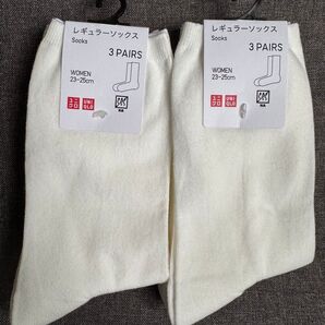 UNIQLO レギュラーソックス3足組×2セット 白