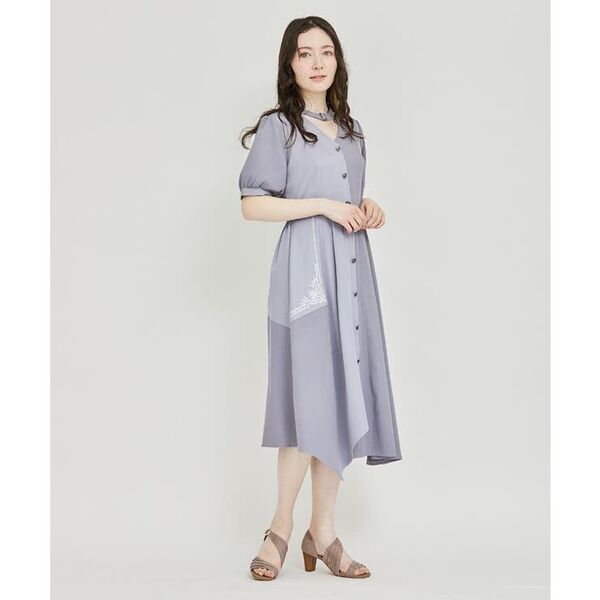新品タグ付き axes femme アクシーズファム チョーカー風バイカラーワンピース ラベンダー フリーサイズ