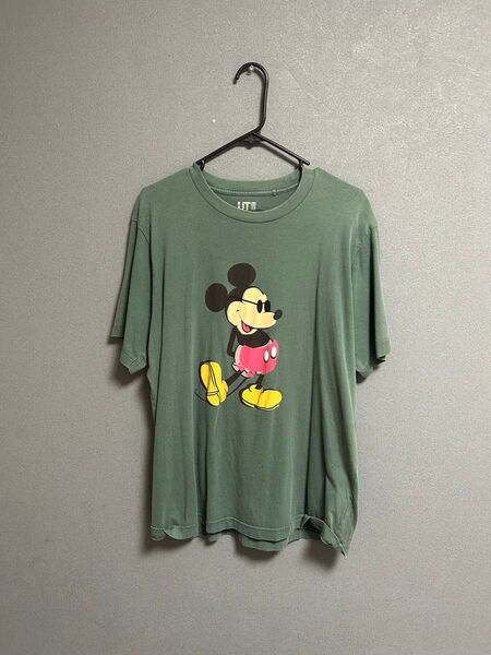 ユニクロ Tシャツ ミッキーマウス グリーン L