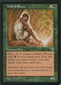 え緑 根の壁 1枚（3枚在庫s 英-MIR）/Wall of Roots（MTG /ミラージュ/Mirage/）