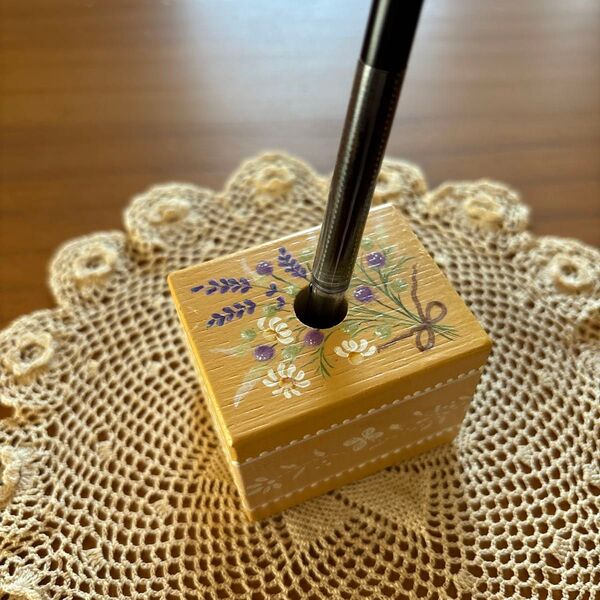 *トールペイント* ペンスタンド ナチュラルフラワー ハンドメイド スタイルフィットボールペン付き