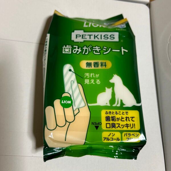 猫 PETKISS 歯みがきシート 無香料 30枚×2袋 脱臭・抗菌シート1枚×2袋