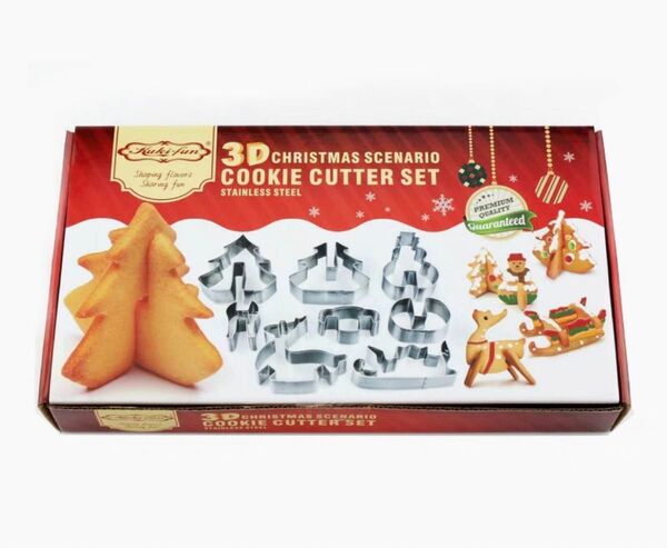 クリスマス クッキー型セット、クリスマスツリー 雪だるま スノーマン ソリ トナカイ 抜き型 型抜き プチギフト 焼き菓子