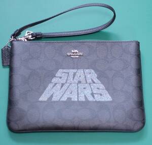 [ last ]COACH Star Wars collaboration clutch back / Coach, leather made, Brown signi tea,STARWARS, briefcase 