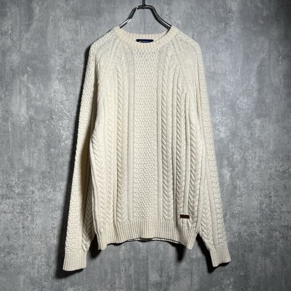 【綺麗】GoldenBear|ゴールデンベア,ケーブル編み,フィッシャーマンニット,アランニット,ウール,ニット,お値引きあり