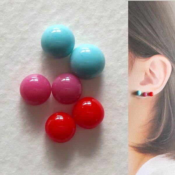 【21G/18G/16G】サージカルステンレスピアス ボディピアス イヤリング3ペア ガラスナギットNo.567