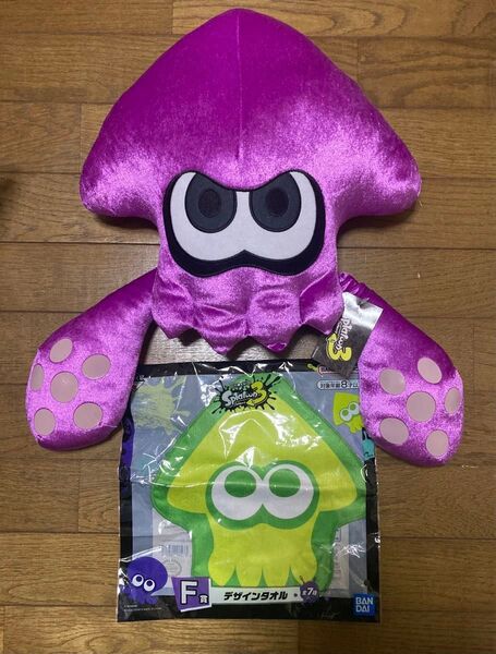 スプラトゥーン3 イカ ぬいぐるみ パープル 紫&一番くじ F賞 デザインタオル イカ セット