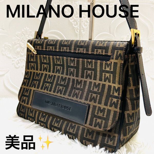 【美品】MILANO HOUSEミラノハウス ジャガードワンショルダーバッグ