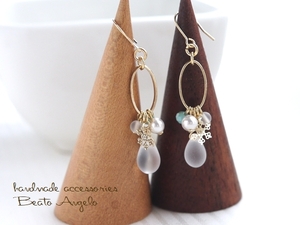 *+angelo+ Czech Drop . snow. crystal. oval earrings (p-506) crystal mat G natural stone winter white titanium resin earrings 