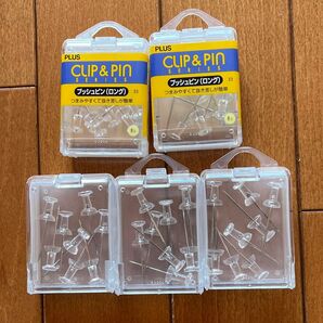 PLUS プッシュピン ロング クリアー 5ケース CP-113P 35-372