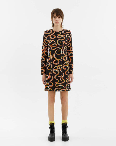新品 送料無料 ビンバイローラ BIMBA Y LOLA BLACK FITTED SNAKE DRESS M/JP9号~11号