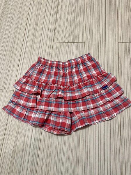 女の子130cm パンツスカート春夏 フリル チェック