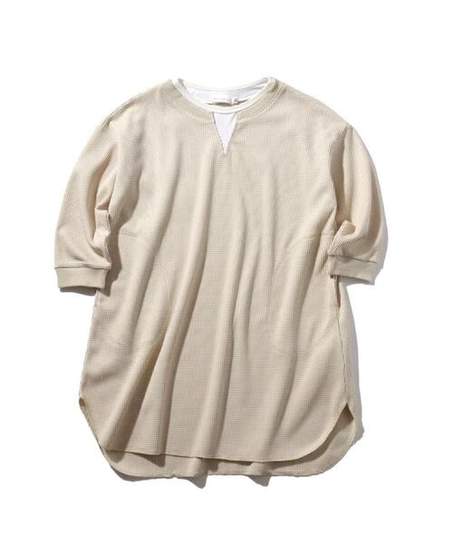 THE SHOP TK 完売品 ワッフルキーネックレイヤードワンピース ナチュラル 130cm