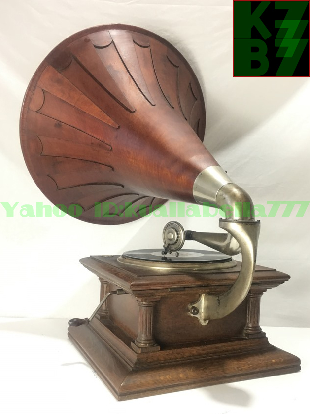 骨董珍品】1909年コロンビアCOLUMBIA BII型オーク木製蓄音機人気