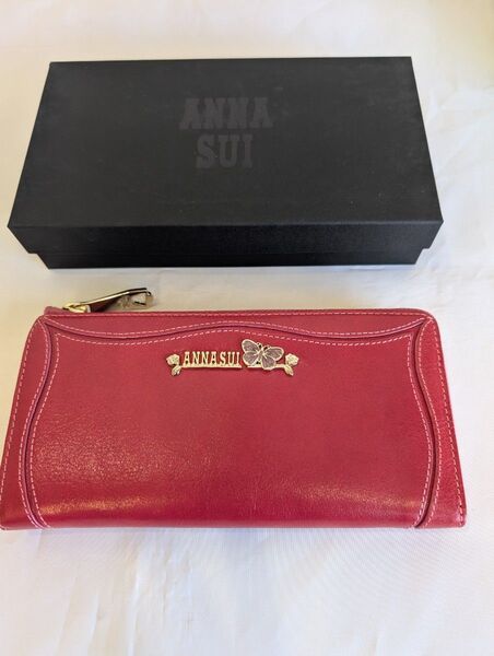 ANNA SUI レディース 長財布 レッド L字ファスナー