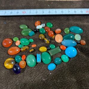天然石ルース ターコイズ 瑪瑙 オニキス 珊瑚 タイガーアイ他50個