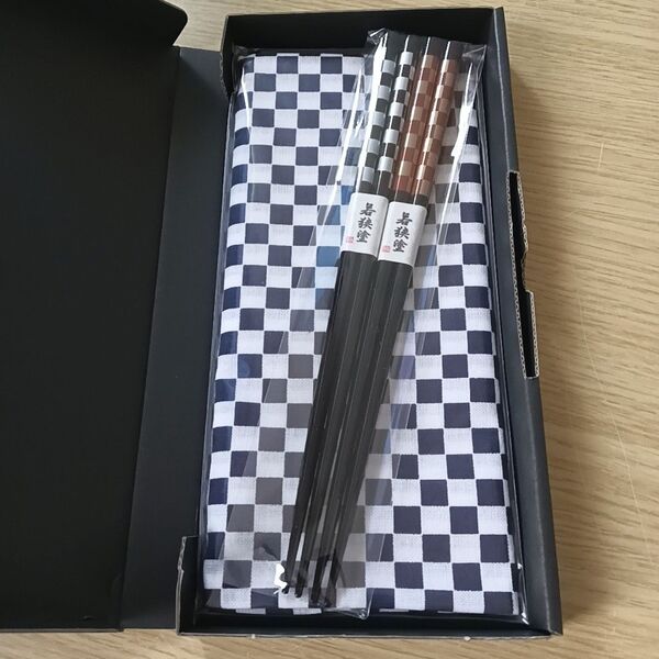 【新品】若狭塗 夫婦箸 手ぬぐいセット