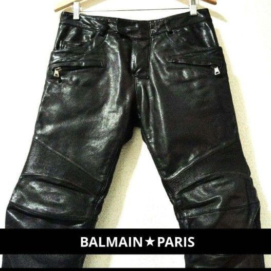 【国内正規品】最高級ライン//BALMAIN//オールレザー//バイカーパンツ//美品 //本革