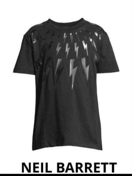 新品未使用タグ付//NeilBallet//オールブラックサンダーボルトTシャツ【定価49800-円】XL