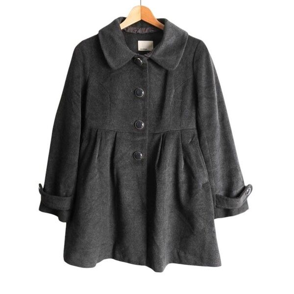 OLIVE des OLIVE Aラインコート チャコールグレー Mサイズ 上品 可愛い 美ライン 秋冬アウター