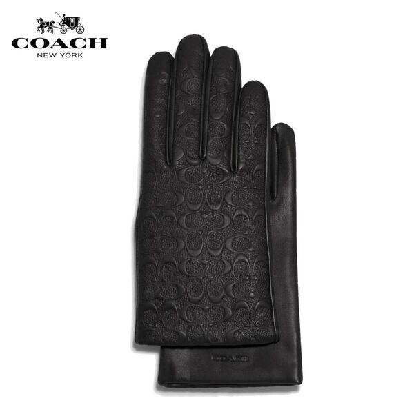 【COACH★C5260】コーチ レディース グローブ手袋 本革レザー 黒ブラック タッチパネル対応♪ 定価39,600円 新品
