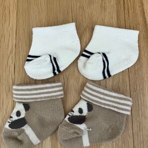 ベビーソックス 2組セット パンダ ボーダー