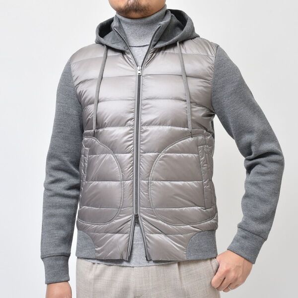 【極美品】ヘルノ ウォーターレペレント ライトダウン ハイブリッドフーディー