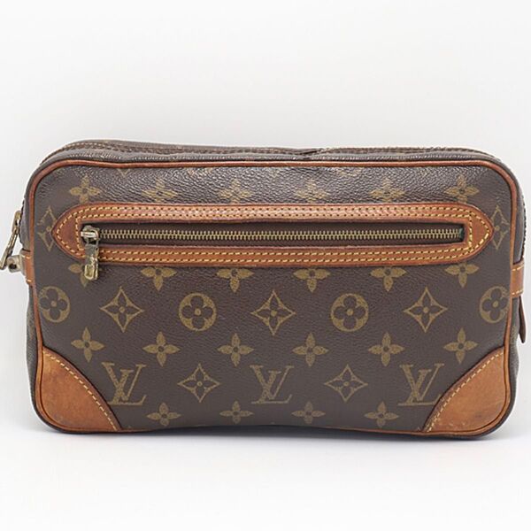 LOUIS VUITTON モノグラム M51827 マルリードラゴンヌブラウンレザー セカンドバッグ