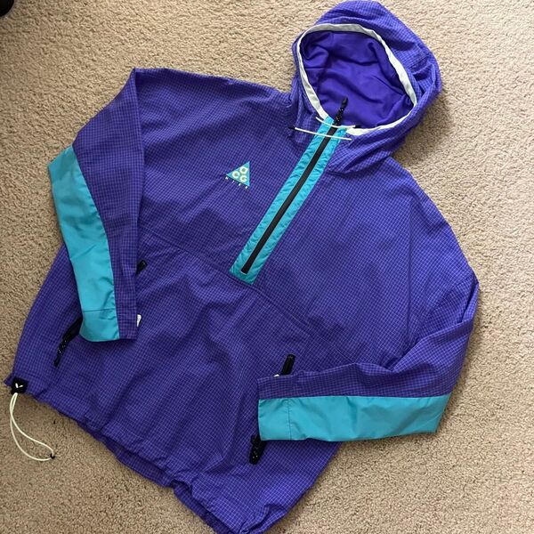 中古 Mサイズ NIKE ACG アノラック ジップ パーカー フーディ パープル ナイロン ジャケット ナイキ エーシージー