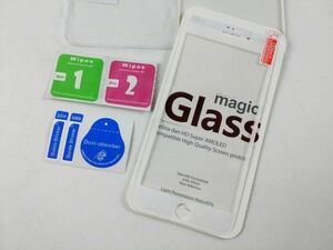 iPhone 8 plus用 液晶保護ガラスシート 全面 フチまで ホワイト 9H