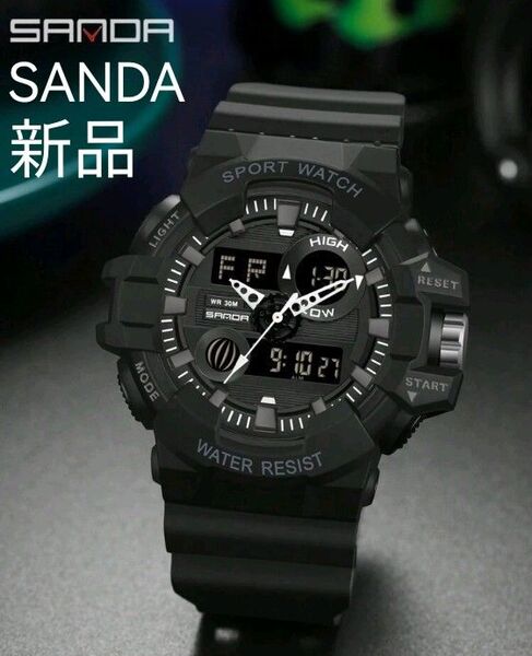 ★■ 新品 SANDA メンズ 腕時計 デジアナ
