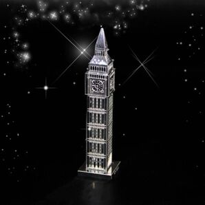 メタリックパズル イギリス ビッグベン 手作り 大人の減圧 知育玩具 シルバー 3D 観光 名所