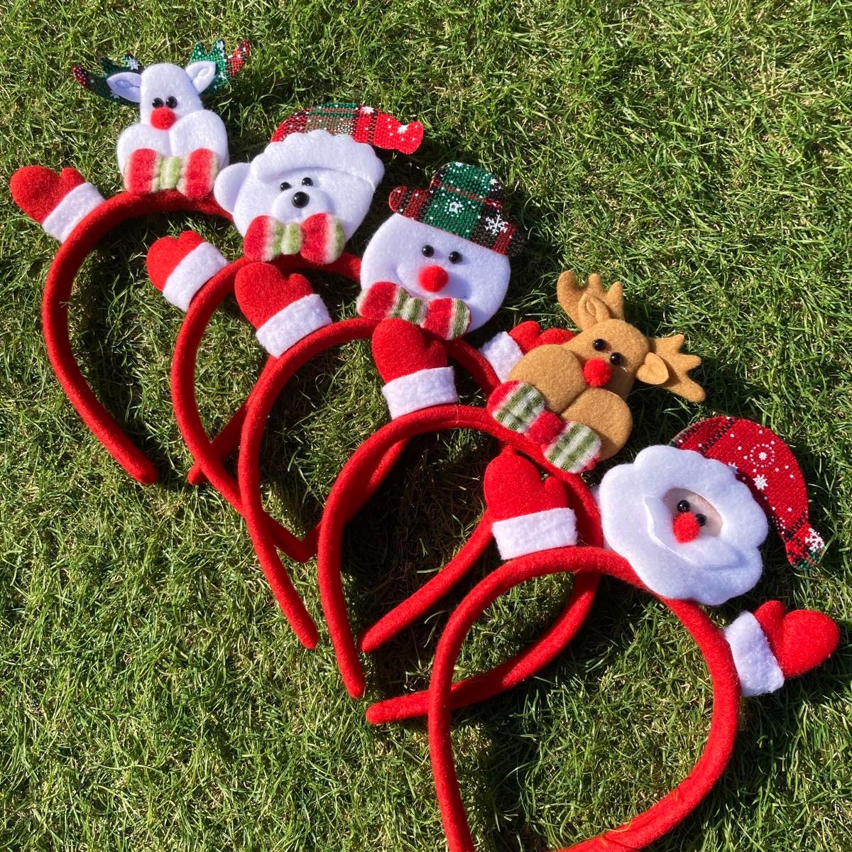 【新品・送料無料匿名便】クリスマスカチューシャ5本セットサンタトナカイ雪だるまシロクマ